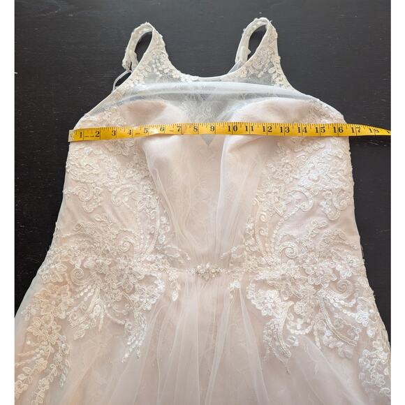 NWT Blush Pink Cross Back Wedding Gown Sz. 14/16 - Picture 13 of 16